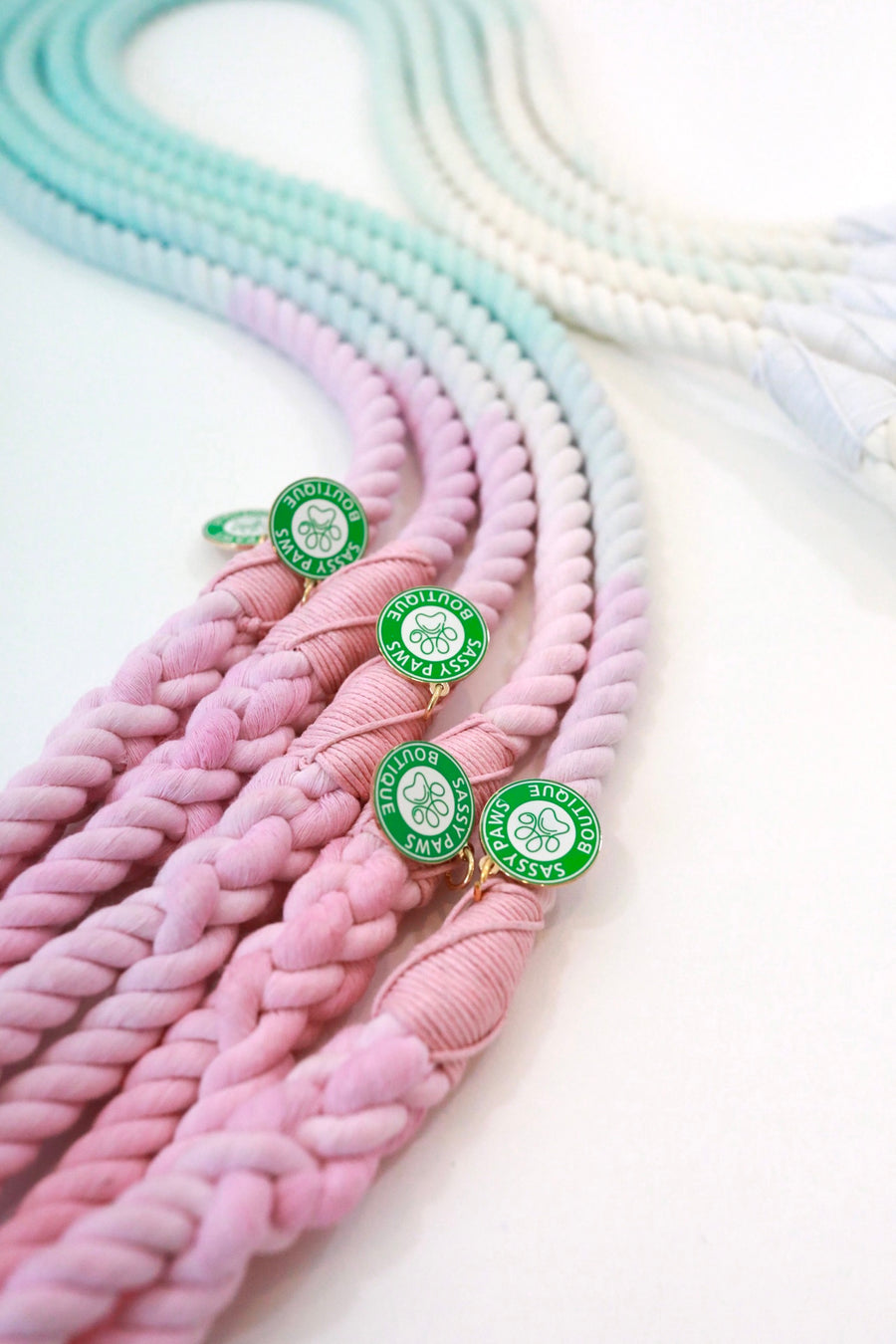 ombré rope leash | frosted pink